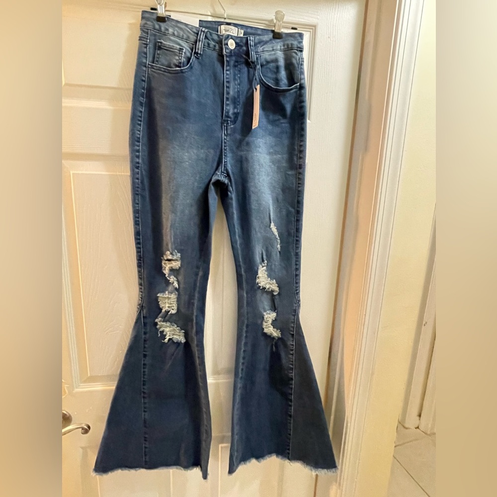 NWT: Distressed Flare Jeans